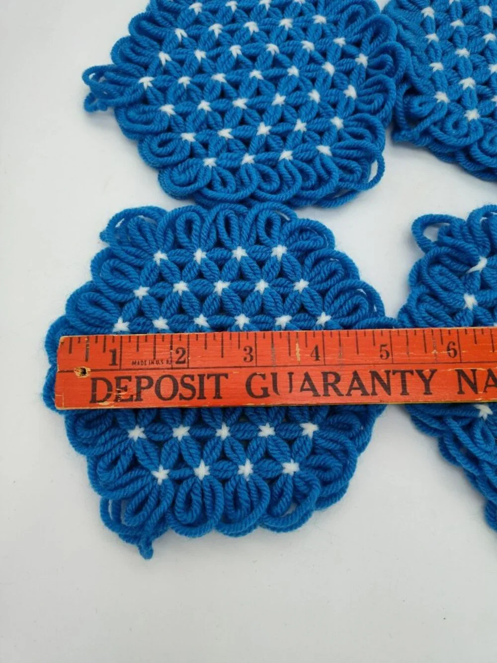 Vintage Daisy Loom Yarn Trivet & Coaster Lot, Cottagecore Cottage Granny Grandma